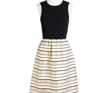 J.Crew holiday black and gold stripped dress.